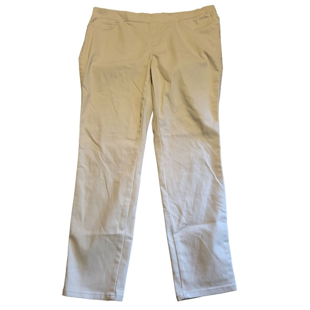 Soundstyle NYC LA Lucy Pull On Platinum Stretch Pants Women Size 12 Khaki Tan